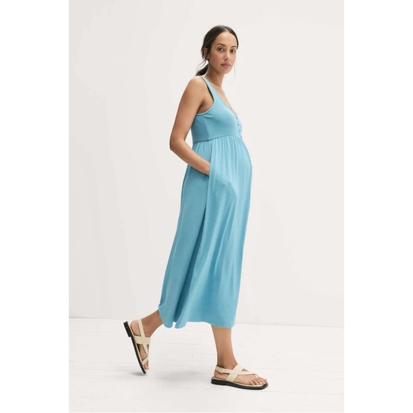 Hatch Size XS (0) Softest Rib Nursing Tank Dress Snap Button Front Blue - Picture 8 of 8